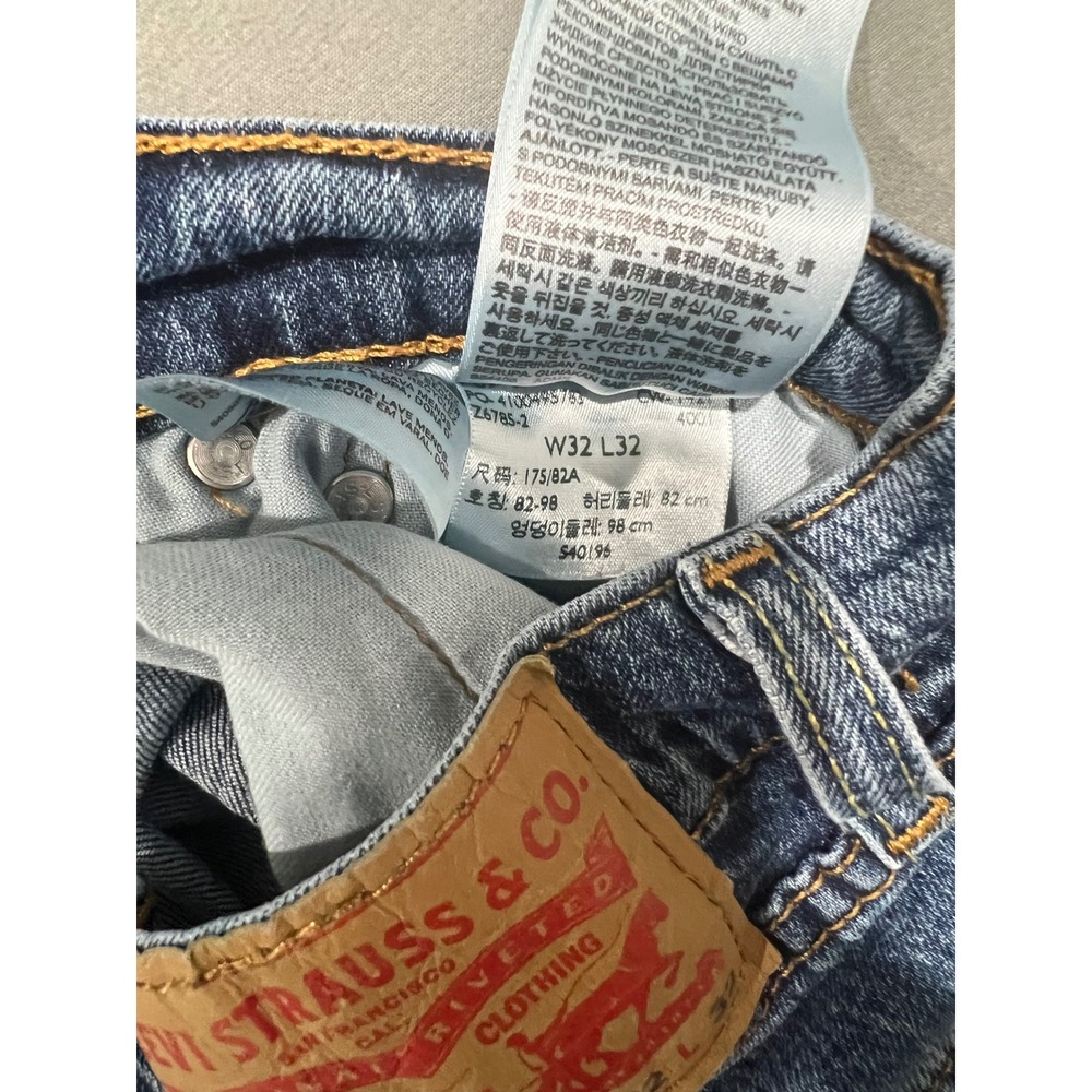 Levis 505 Jeans Mens 32x32 Blue Regular Fit Straight Leg Mens Blue Denim wash - Picture 4 of 8